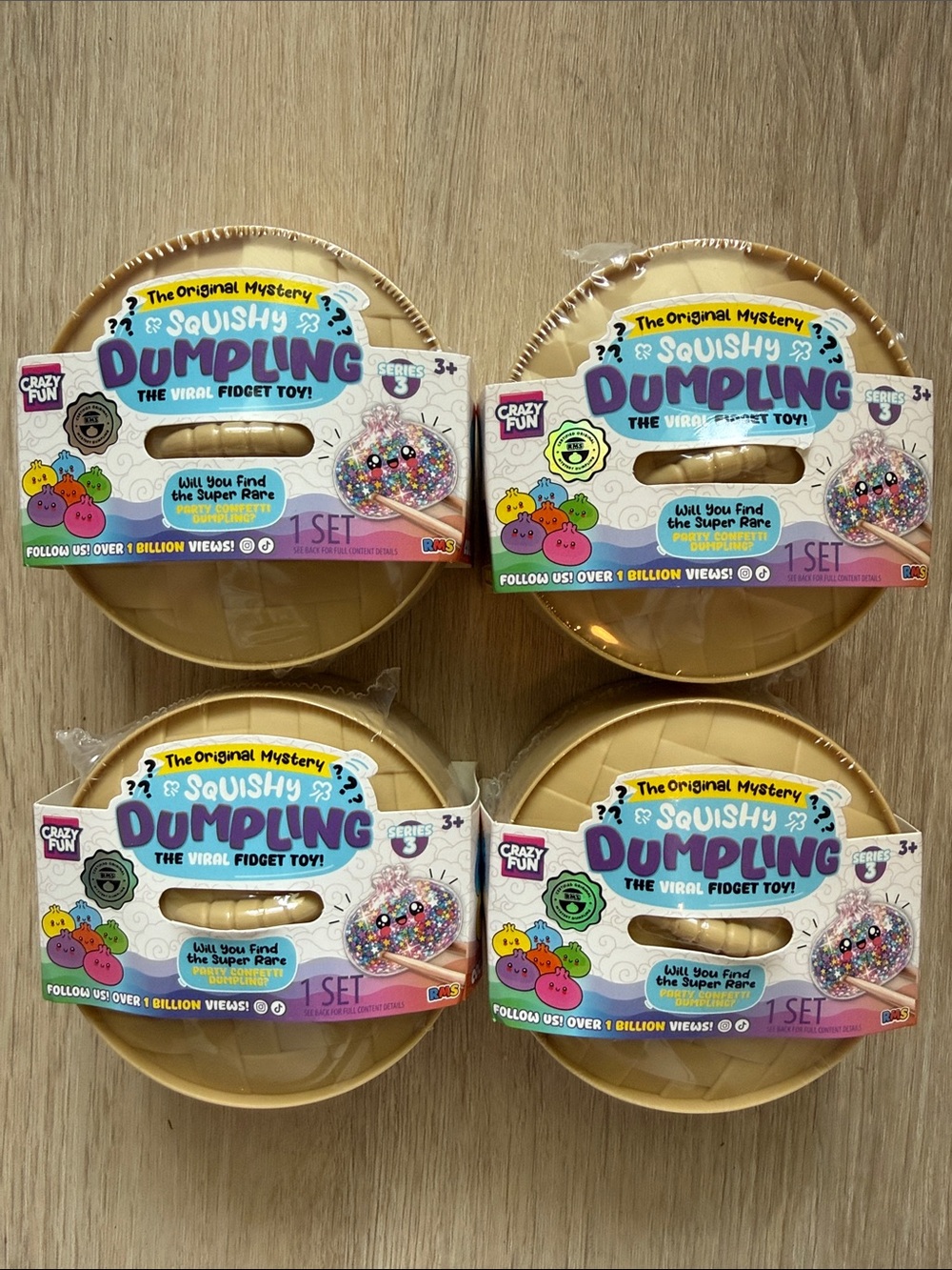 RMS The Original Mystery Squishy Dumpling Confetti Edition | Bundle Of 4